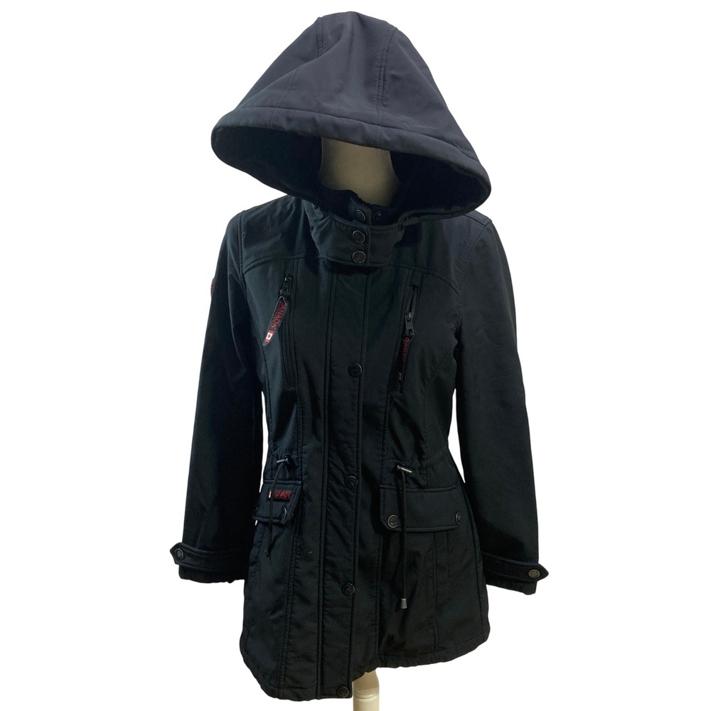 Canada Weathergear Black Hooded Parka Jacket Women Sz S Sport Coat Travel Fleece